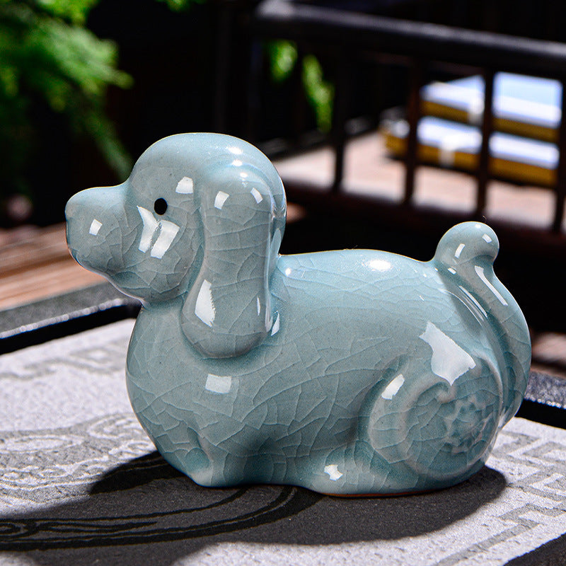 Buddha Stones Chinese Zodiac Wealth Ceramic Tea Pet Home Figurine Decoration