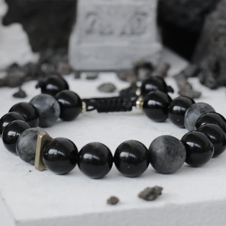 Black Obsidian Black Glitter Stone Purification Bracelet