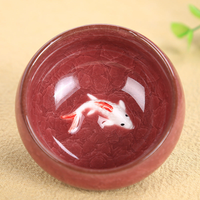 Buddha Stones Cute Koi Fish Ceramic Teacup Kung Fu Tea Cup Bowl 45ml