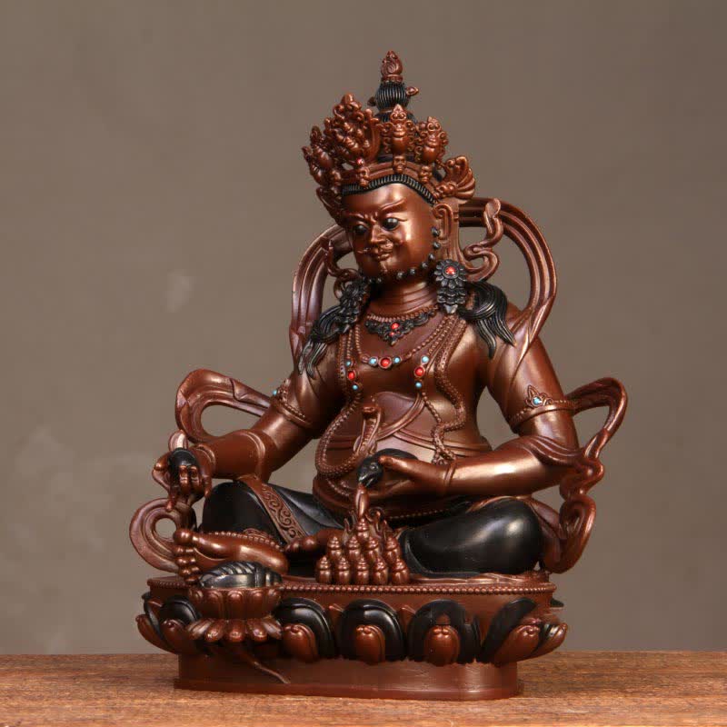 Yellow Jambhala Bodhisattva Figurine Compassion Copper Statue Home Office Decoration