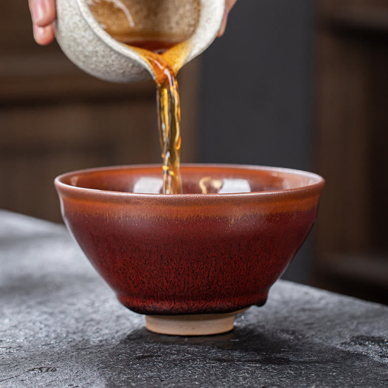 Buddha Stones Vintage Red Brown Chinese Jianzhan Porcelain Teacup Kung Fu Tea Cup