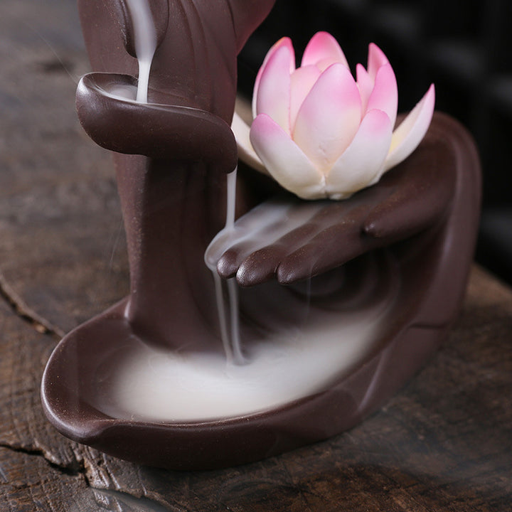 Buddha Stones Tibetan Lotus Blessing Incense Burner Decoration