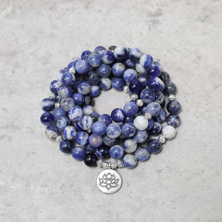 Natural Blue Aventurine Lotus Peace Necklace Bracelet