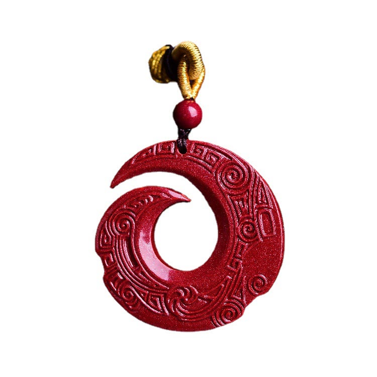 Buddha Stones One's Luck Improves Design Patern Natural Cinnabar Blessing Necklace Pendant