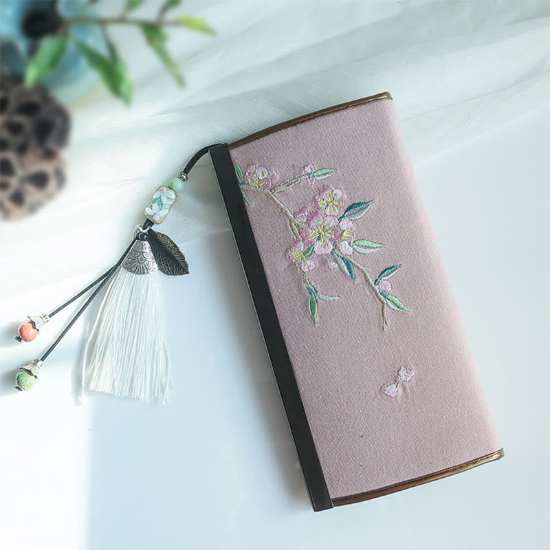 Flower Plum Peach Blossom Bamboo Double-sided Embroidery Large Capacity Cash Holder Wallet Shopping Purse