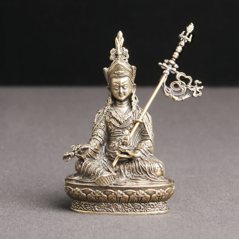 Padmasambhava Buddha Figure Serenity Copper Statue Decoration Temple Ornament