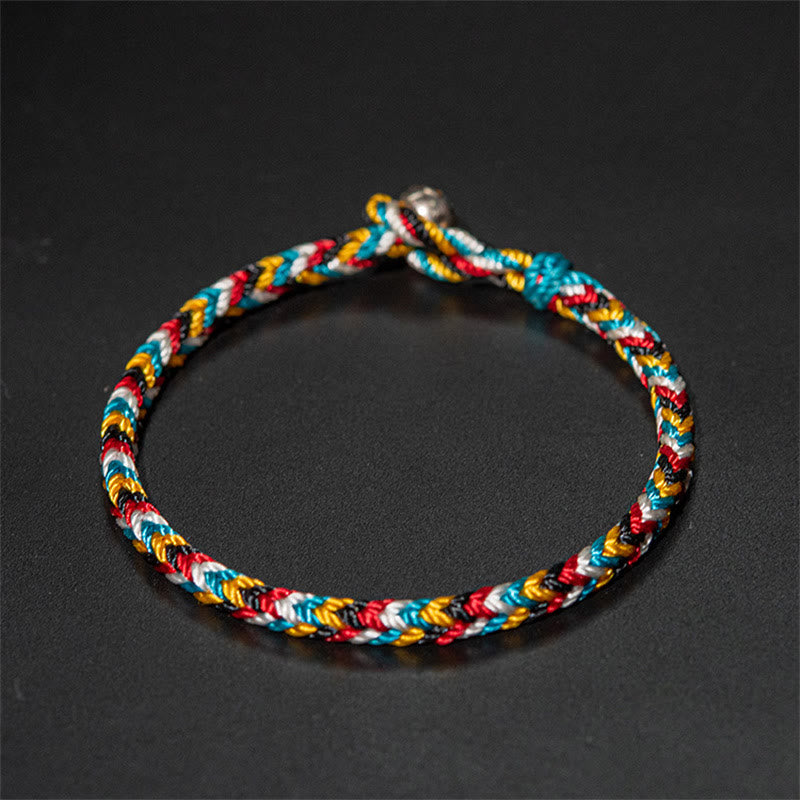 Buddha Stones Tibet Handmade Five Color Thread Protection Braid String Bracelet