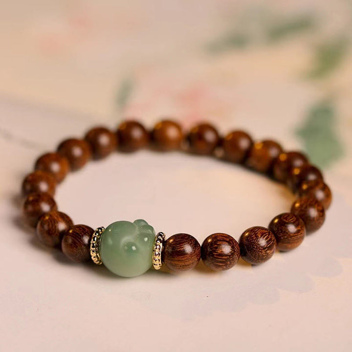 Buddha Stones Sandalwood Lovely Cat Paw Protection Bracelet