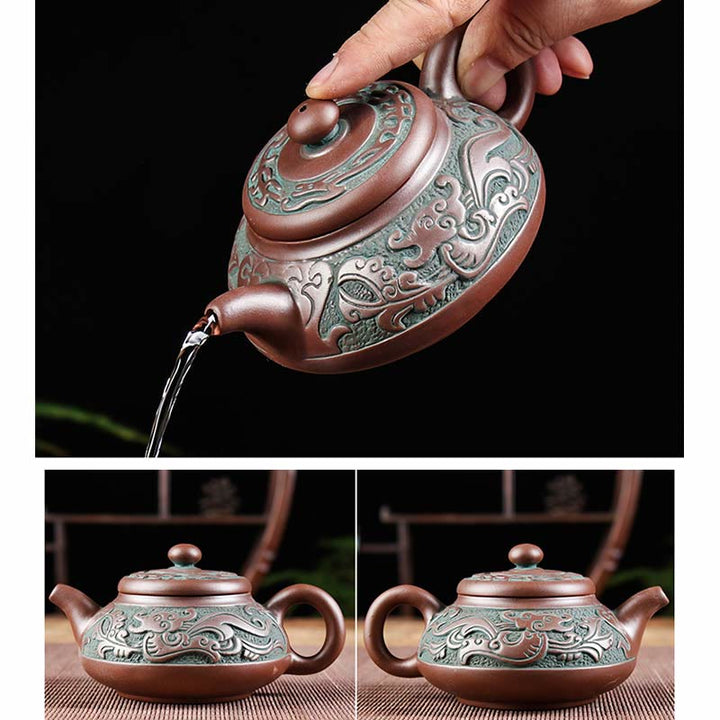 Auspicious Clouds Dragon Phoenix Chinese Gongfu Tea Set Ceramic Teapot