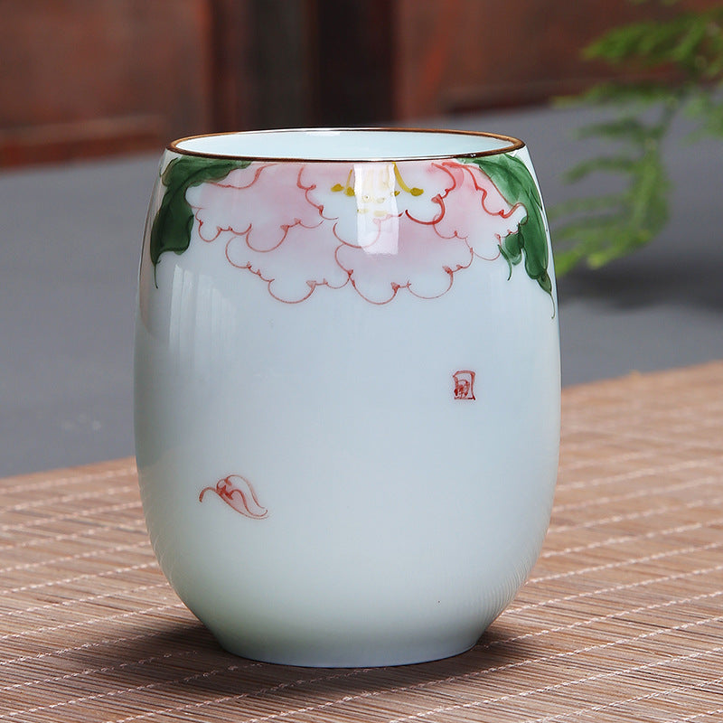 Buddha Stones Koi Fish Lotus Landscape Dandelion Peony Flower Ceramic Teacup Kung Fu Tea Cup