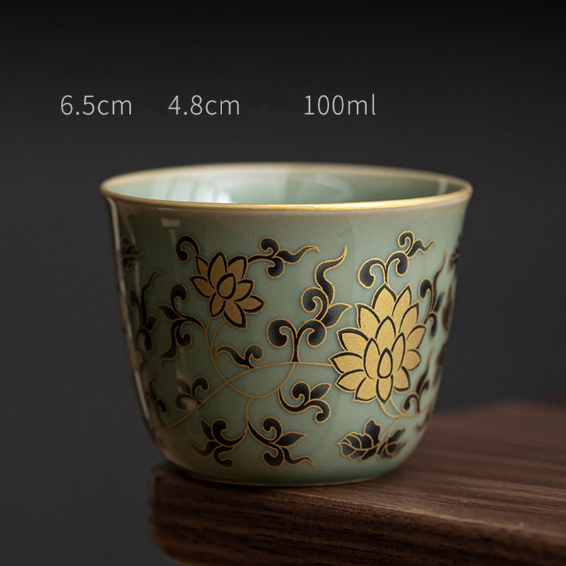 Buddha Stones Butterfly Flower Lotus Koi Fish Plum Blossom Ceramic Teacup Kung Fu Tea Cup 100ml