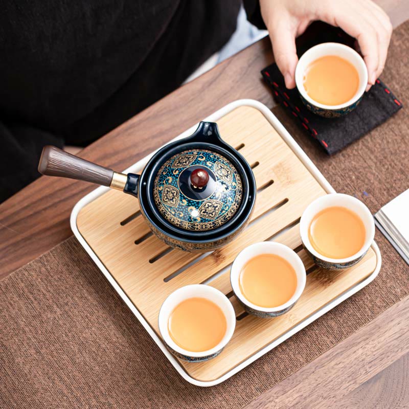 Chinese Gongfu Tea Set Design Ceramic Teapot Portable Gift Bag