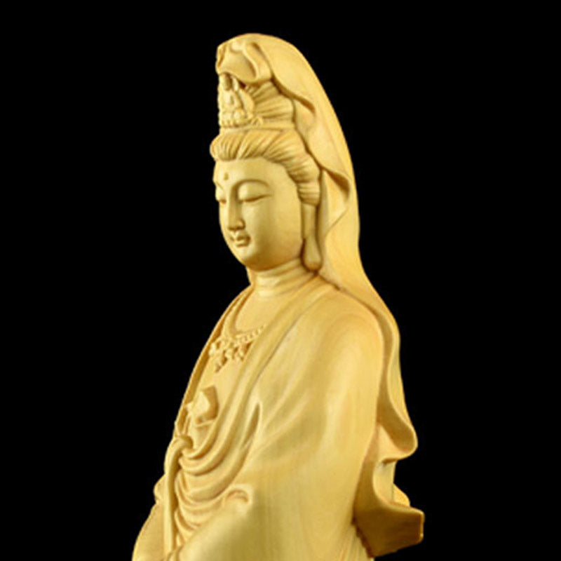 Buddha Stones Avalokitesvara Boxwood Blessing Home Decoration