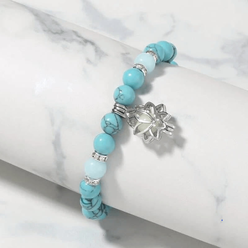 FREE Today: Positive Thinking Tibetan Turquoise Glowstone Luminous Bead Lotus Protection Bracelet