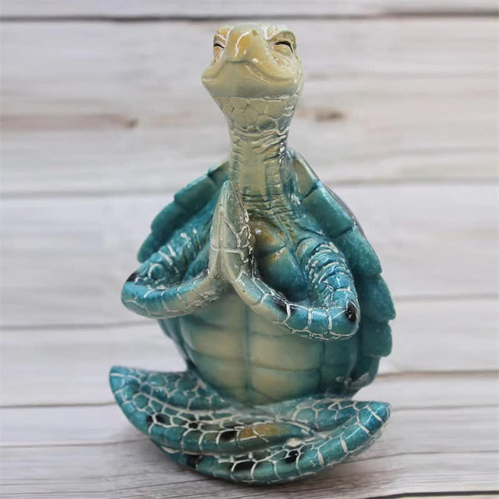 Buddha Stones Tibetan Yoga Meditating Turtle Wisdom Resin Statue Decoration