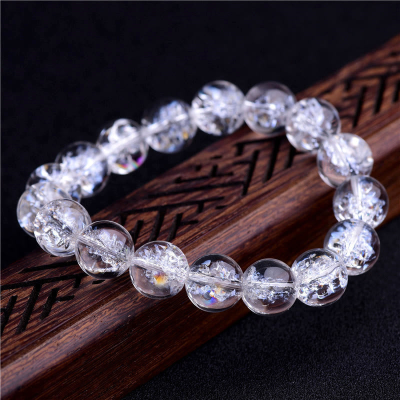 Buddha Stones Natural White Crystal Protection Healing Bracelet