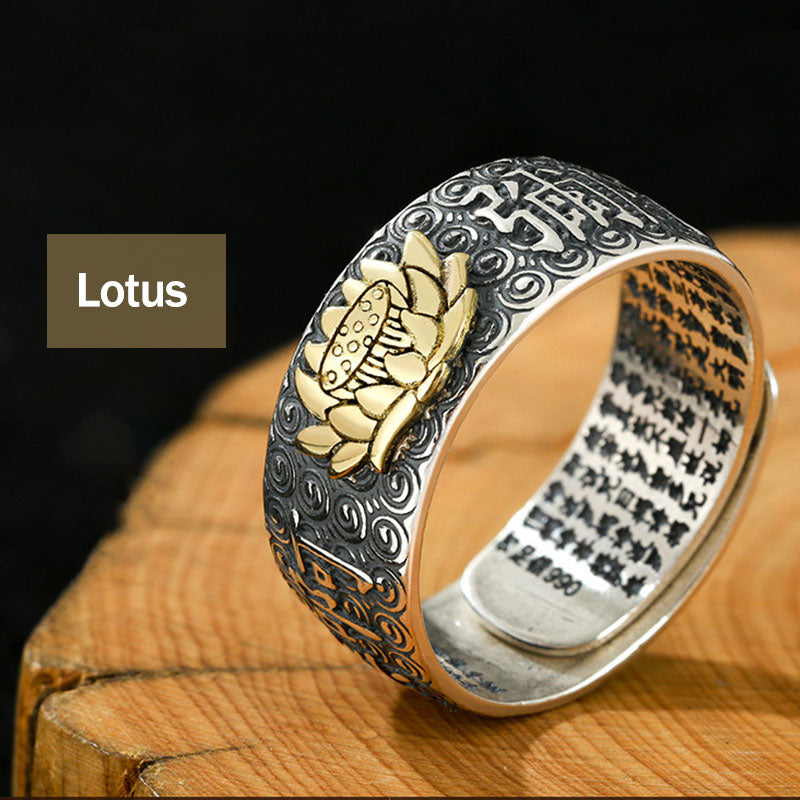 Buddha Stones Chinese Zodiac Natal Buddha Wealth Luck Adjustable Ring