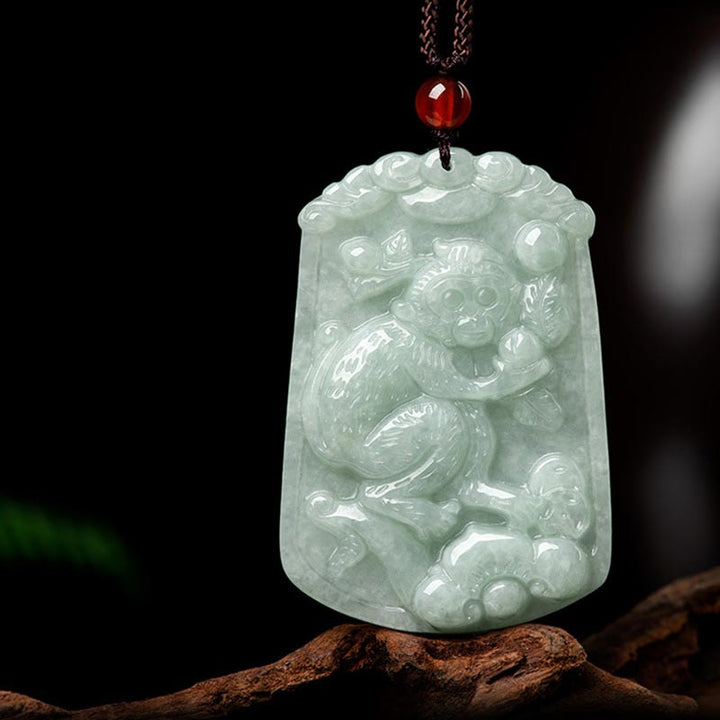 Natural Jade 12 Chinese Zodiac Abundance Amulet Pendant Necklace