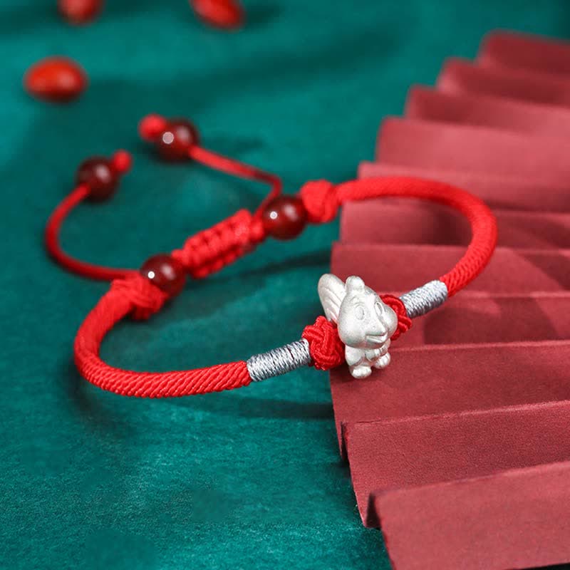 Buddha Stones 999 Sterling Silver Chinese Zodiac Luck Strength Red String Bracelet