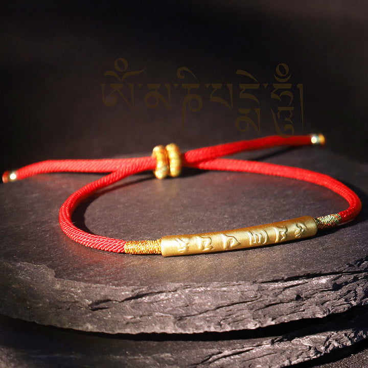 Buddha Stones Tibetan Buddhist Handmade Mani Mantra Lucky Red String Bracelet