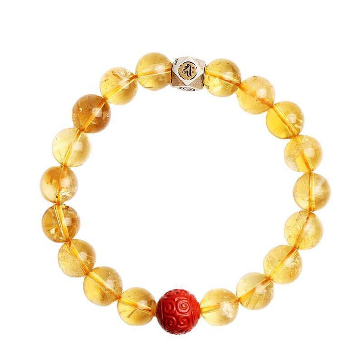 Chinese Zodiac Natal Buddha Citrine Cinnabar Blessing Bracelet