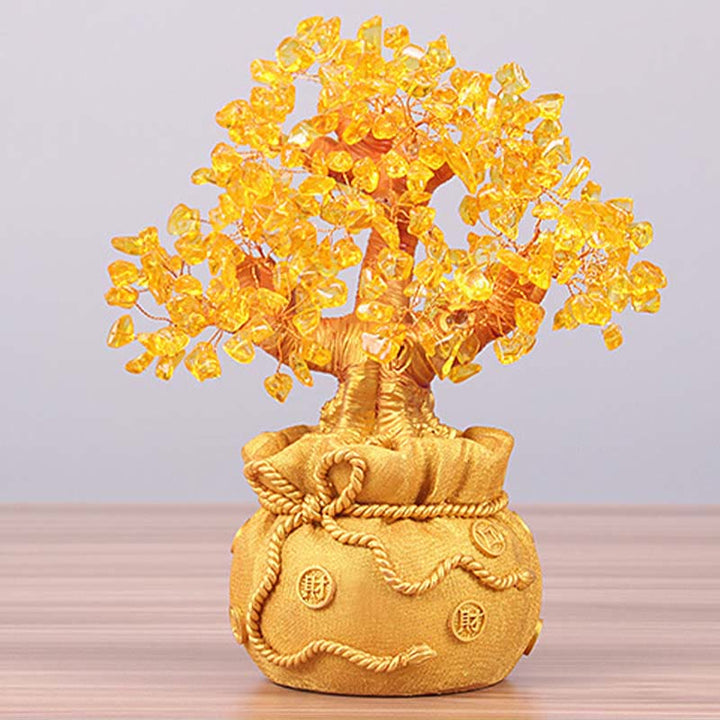 Buddha Stones Natural Citrine Money Tree Gemstone Ornament - Feng Shui for Prosperity