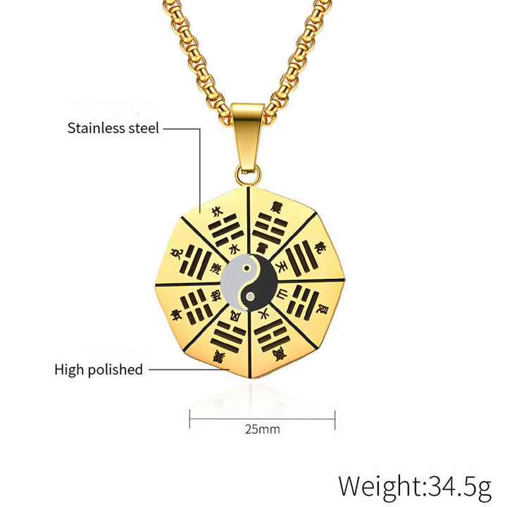 Bagua Yin Yang Titanium Steel Balance Necklace Pendant