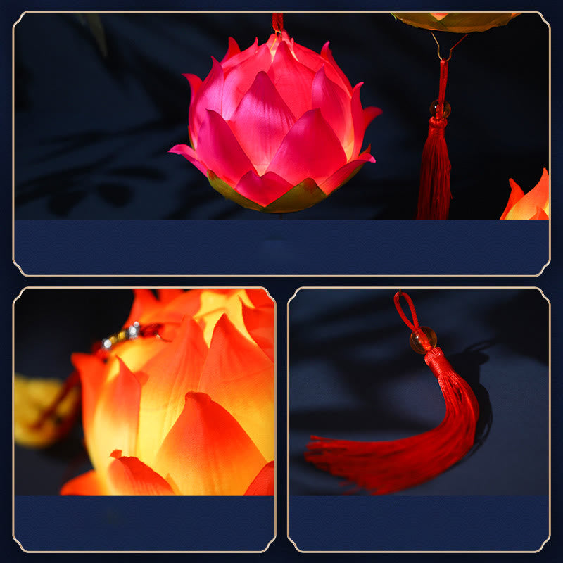 DIY Lotus Flower Dragon Lantern Tassel Lamp Decoration