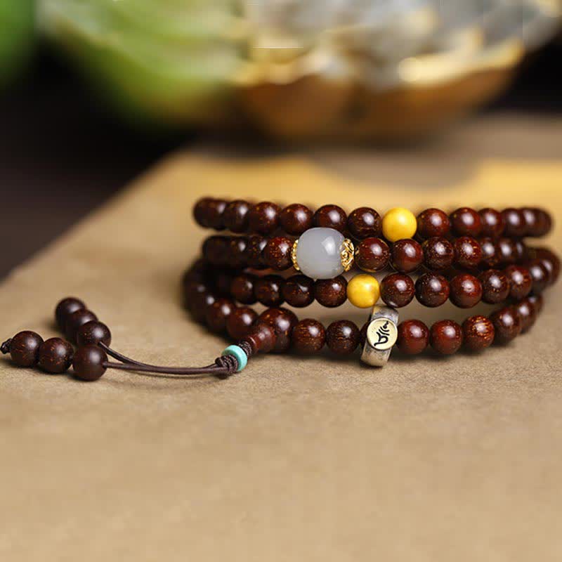 925 Sterling Silver Indian Small Leaf Red Sandalwood Hetian Gray Jade Amber Gold Star Bracelet