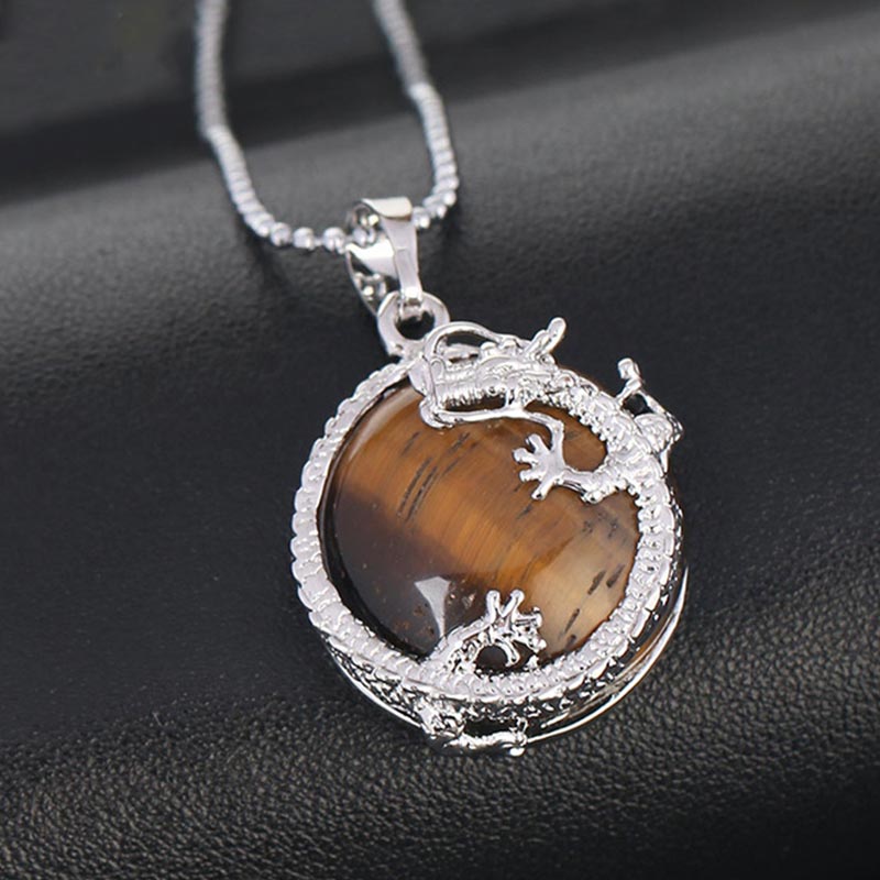 Buddha Stones Chinese Dragon Natural Quartz Crystal Healing Energy Necklace Pendant