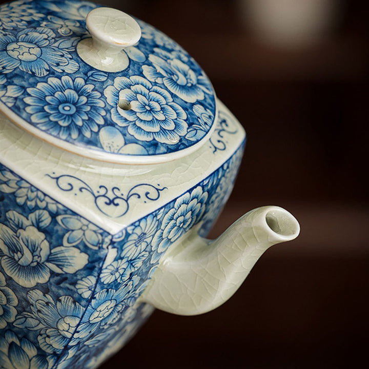 Buddha Stones Blue and White Porcelain Chinese Gongfu Tea Ceramic Kung Fu Teapot Cup Tea Filter Canister