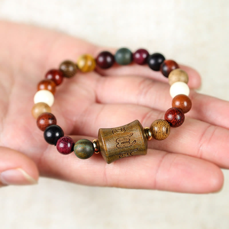 Tibet Multicolored Sandalwood Om Mani Padme Hum Protection Bracelet