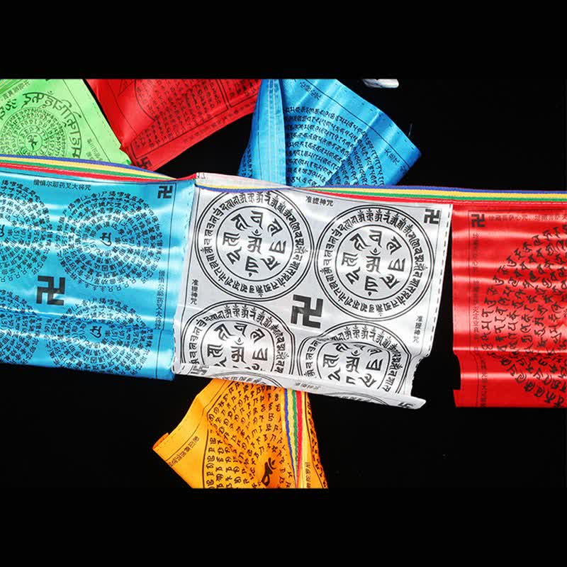 Tibetan 5 Colors Windhorse Auspicious Swastika Outdoor 20 Pcs Prayer Flag