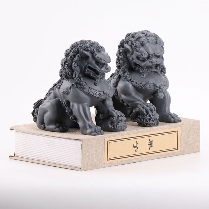 2Pcs Lion Statue Courage Strength Resin Home Office Decoration