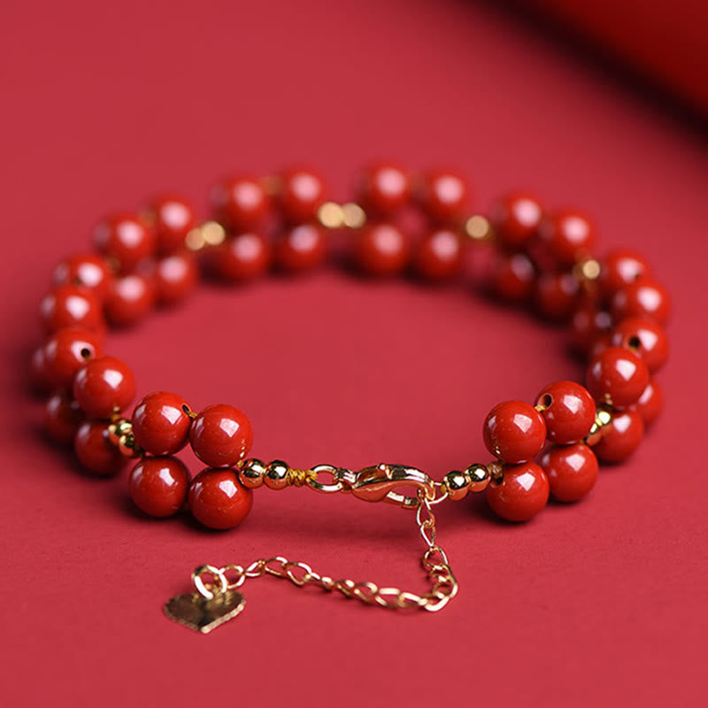 Buddha Stones Natural Cinnabar Beaded Blessing Bracelet