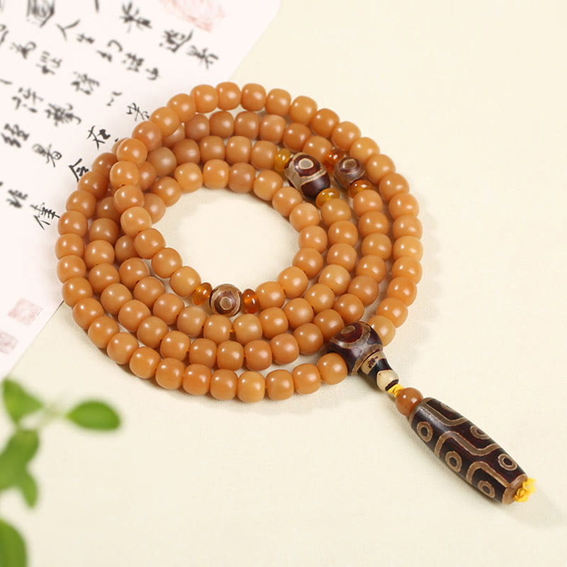 Buddha Stones Natural Bodhi Seed Lotus Dzi Bead Peace Harmony Charm Bracelet