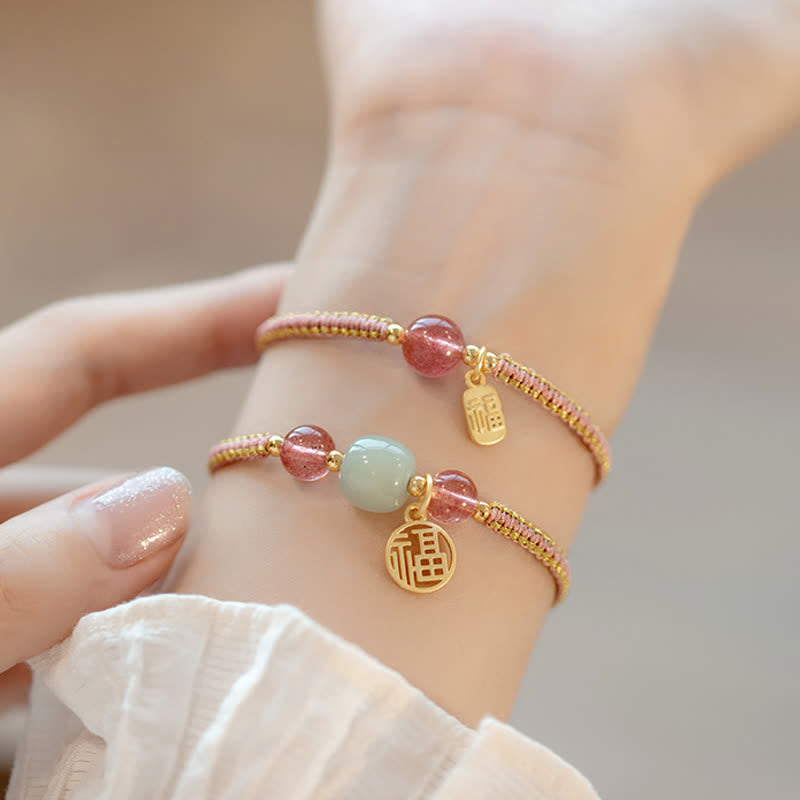 Buddha Stones Red Agate Jade Lotus Confidence Calm String Bracelet