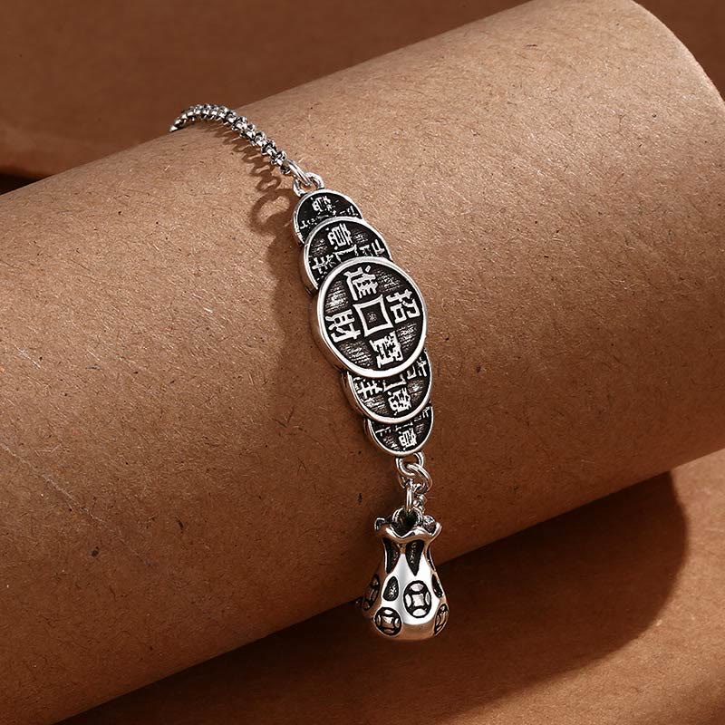 Buddha Stones Copper Coin Money Bag Wealth Bracelet