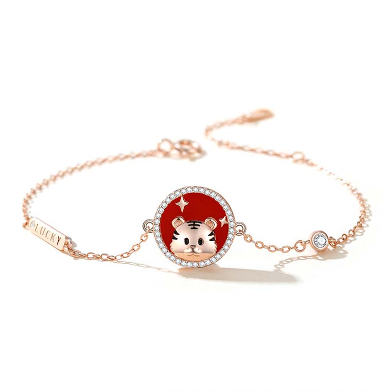 925 Sterling Silver Chinese Zodiac Tiger Lucky Bracelet Necklace (Extra 30% Off | USE CODE: FS30)