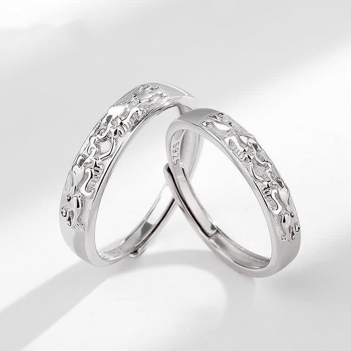 Buddha Stones 925 Sterling Silver PiXiu Balance Adjustable Couple Ring