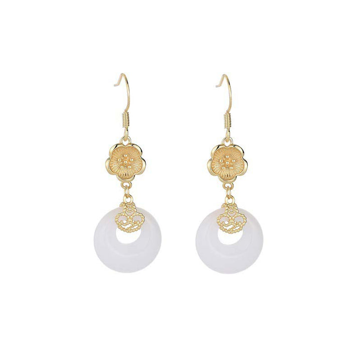 FengShui White Jade Blessing Drop Earrings (Extra 35% Off | USE CODE: FS35)