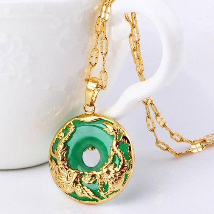 Buddha Stones Natural Jade Prosperity Necklace