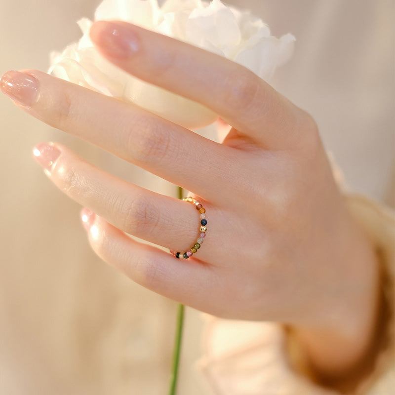 Buddha Stones Natural Tourmaline Positive Love Ring