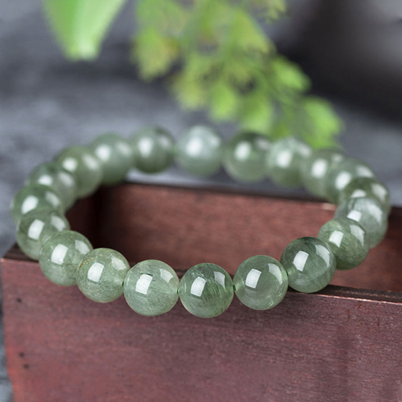 Buddha Stones Natural Green Crystal Blessing Wealth Bracelet