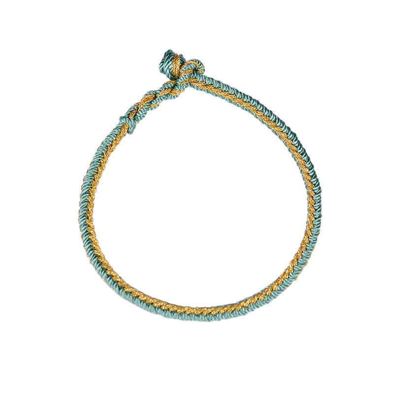 Buddha Stones Two-Color Rope Handcrafted Eight Thread Peace Knot Bracelet