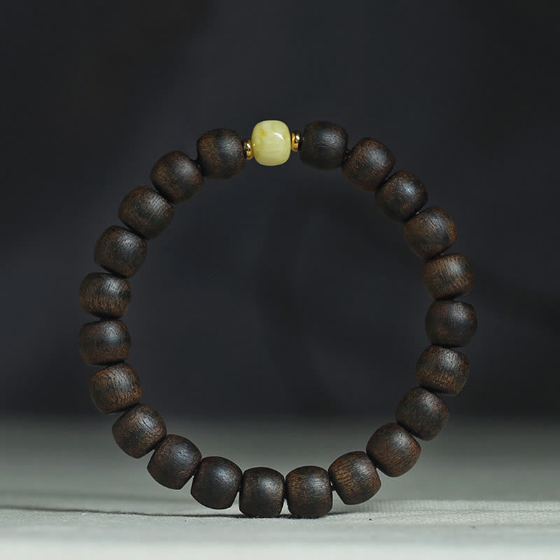 Buddha Stones Rare Brunei Agarwood Amber Balance Peace Calm Bracelet