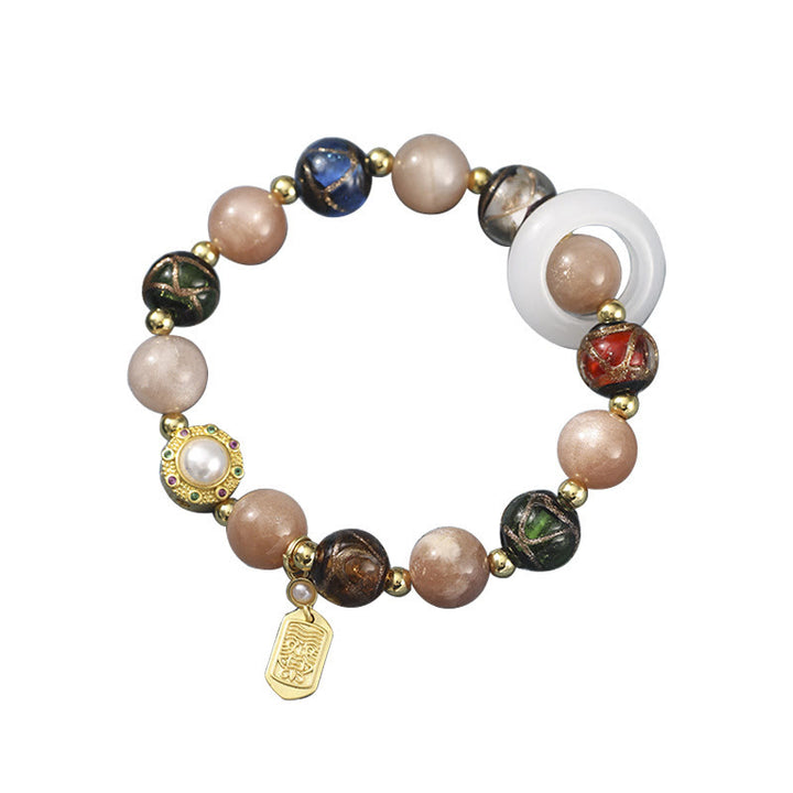 Buddha Stones Tibetan Incense Ash Liuli Glass Tridacna Stone Sun Stone Om Mani Padme Hum Prayer Wheel Charm Bracelet