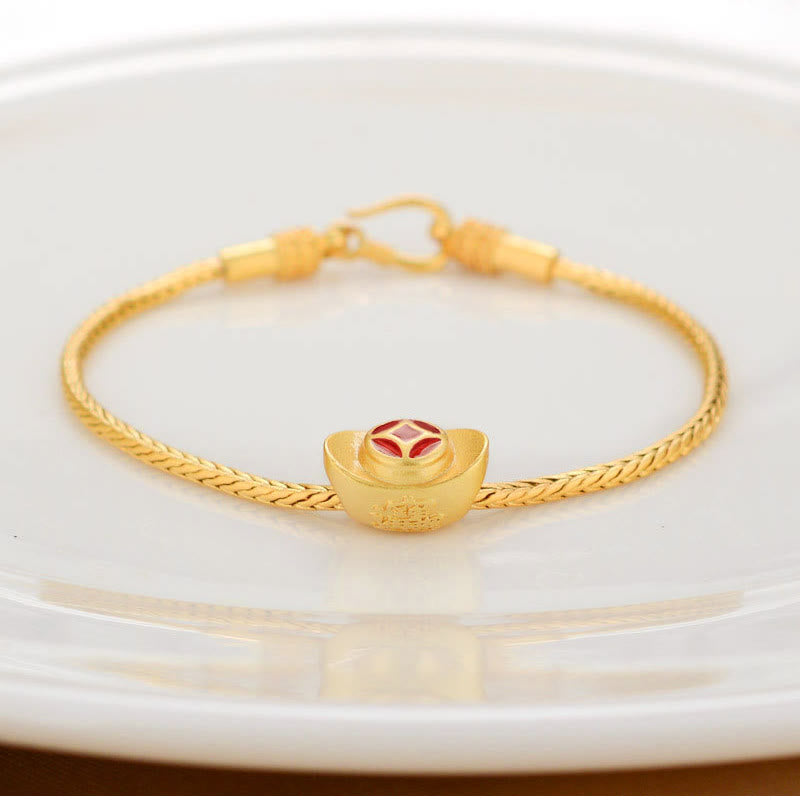 FREE Today: Love Focus Tibetan 18K Gold Om Mani Padme Hum Lucky Koi Fish Fu Character Ingot Copper Coin Bracelet