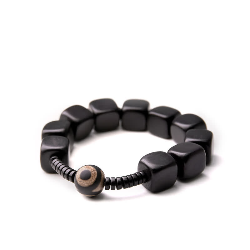 Buddha Stones Tibetan Ebony Wood Dzi Bead Strength Bracelet