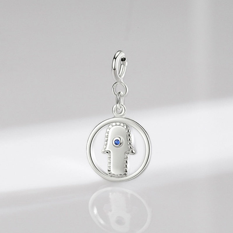 925 Sterling Silver Evil Eye Hamsa Symbol Prosperity Luck Chain Necklace Pendant